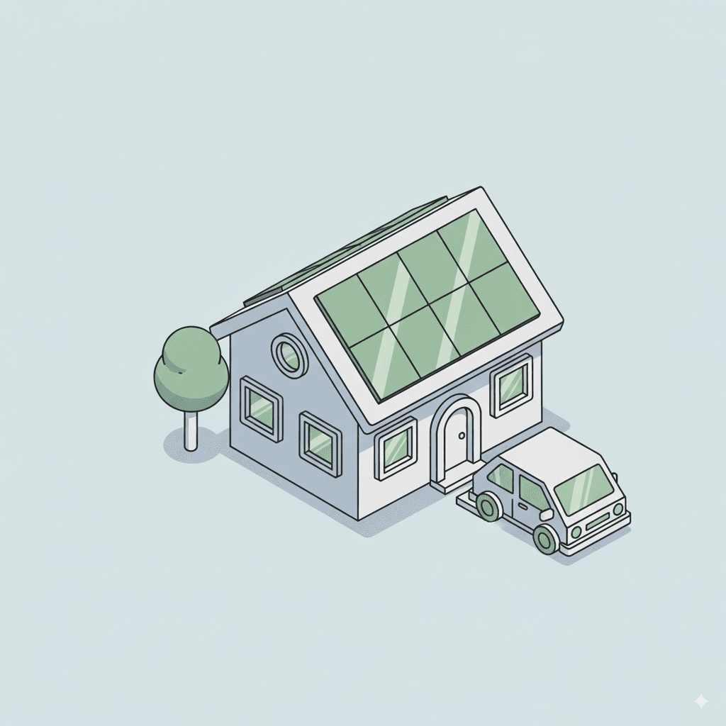 House with solar and car